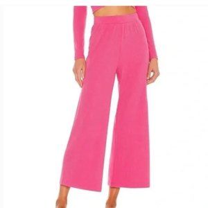 NWT l*space REVOLVE Ribbed Charlie‎ Wide Leg Loungewear Pant Bubblegum Pink L